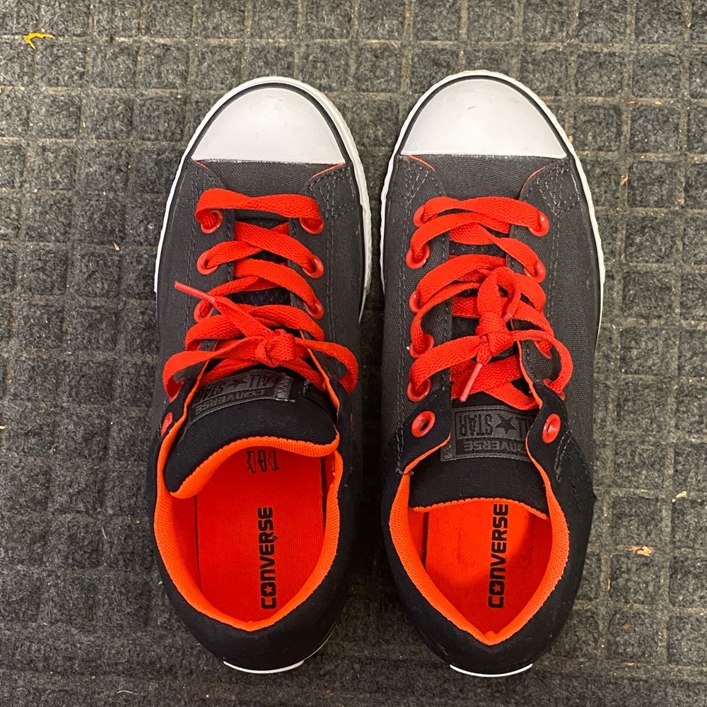 Converse Kids' Black and Red Lace-Up Sneakers